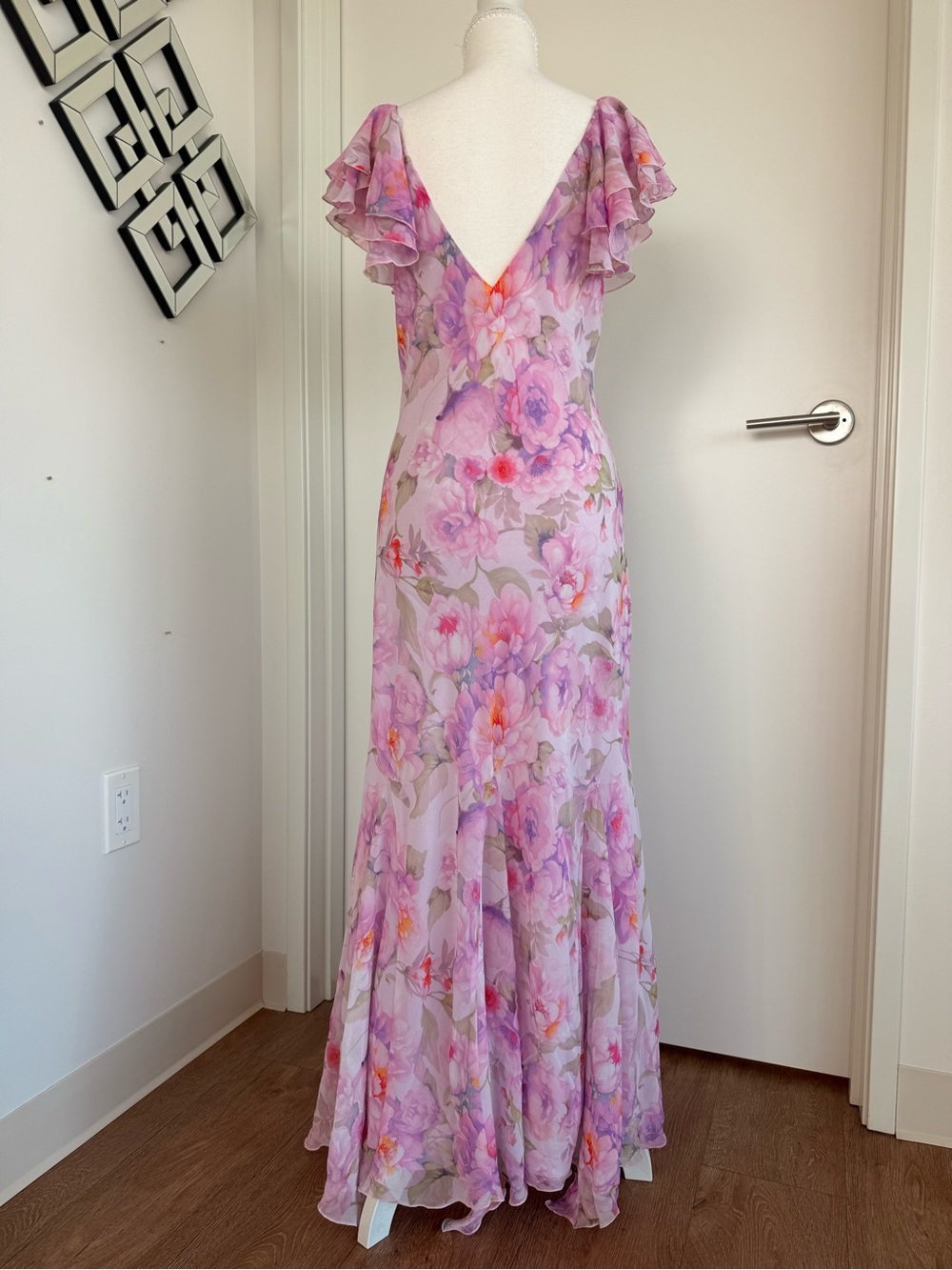Mango Pastel Floral V-Neck Dress in Lavender and Pink - Picture 7 of 15